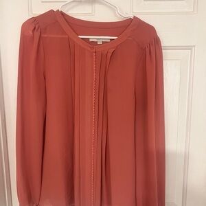LOFT Pink Pleated Blouse
